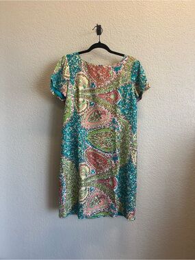 Talbots Teal, Pink and Green Paisley Midi Dress